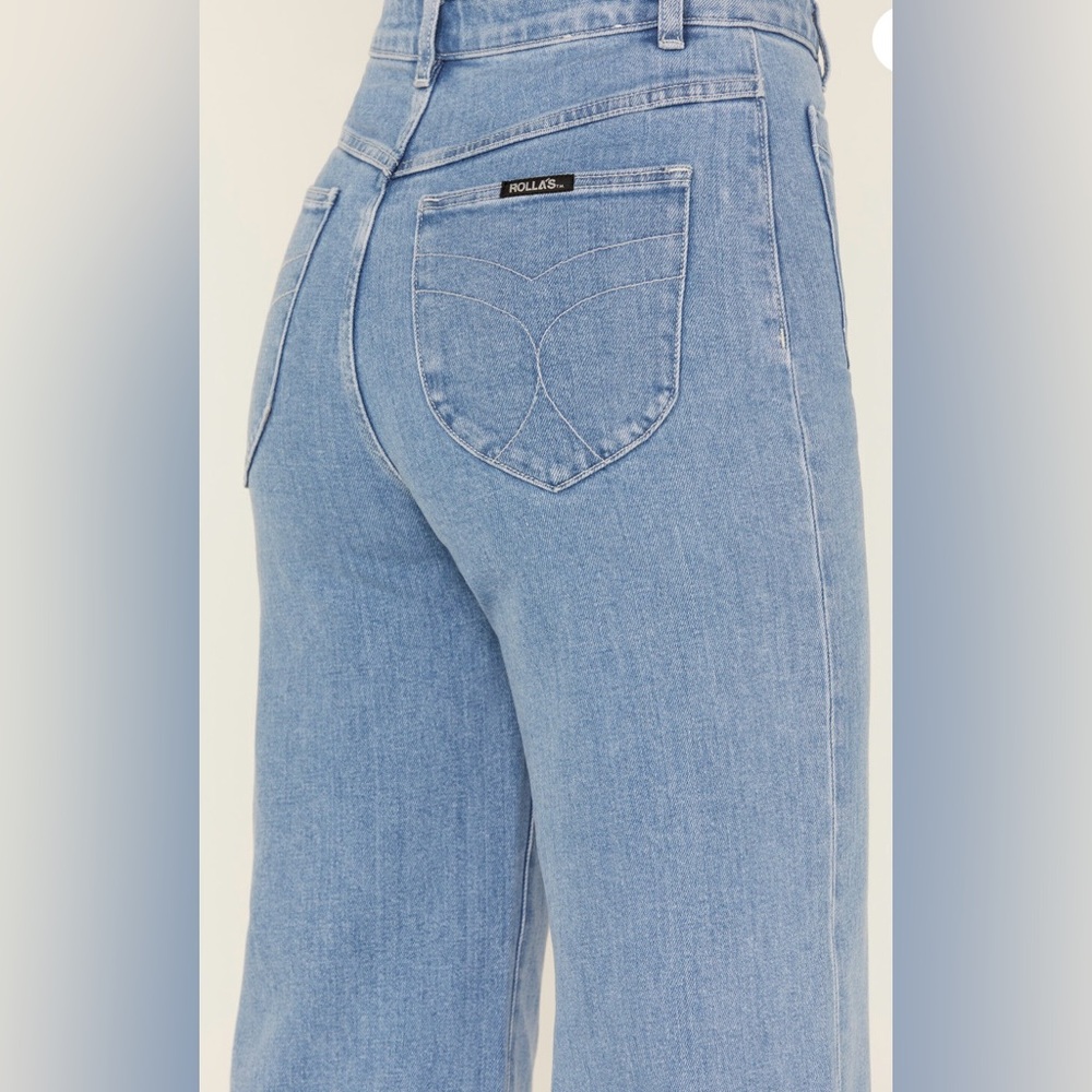 ROLLA'S Light Blue Flare Jeans high waist wide leg sz 34/16 - Picture 4 of 12